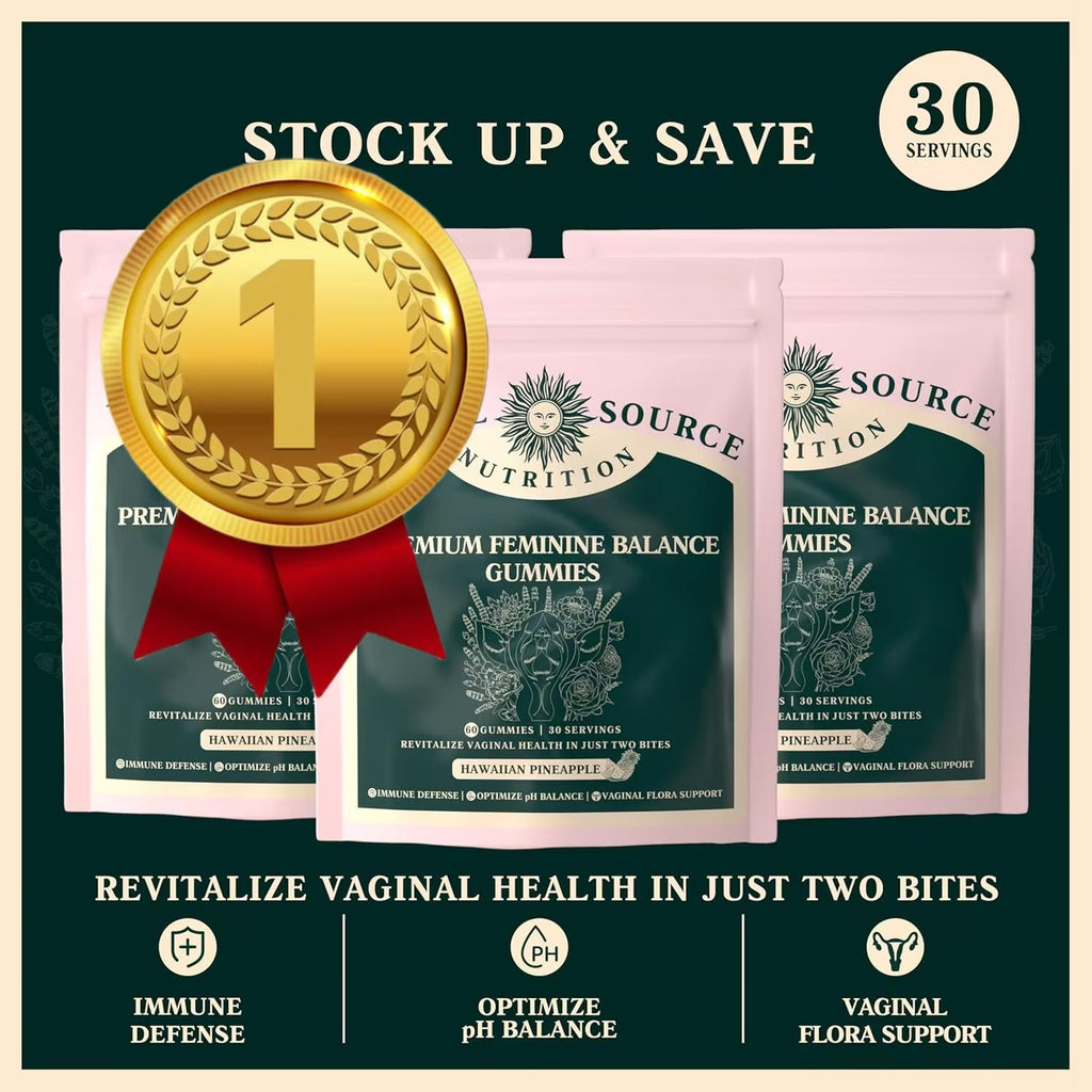 Vital Source Nutrition - Premium Feminine Balance Gummies - for Women's Health &amp; Wellness - Immune Support - Vegan, Gluten-Free &amp; Halal - Hawaiian Pineapple - 60 Gummies - 30 Servings 