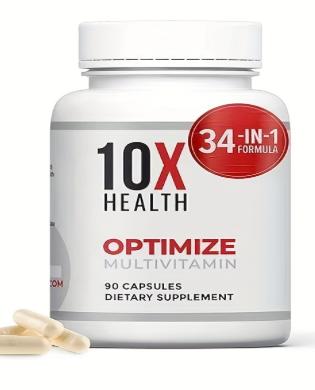 10X Health Optimize Methylated Multivitamin for Men - 90 Capsules, 34 in 1 Formula