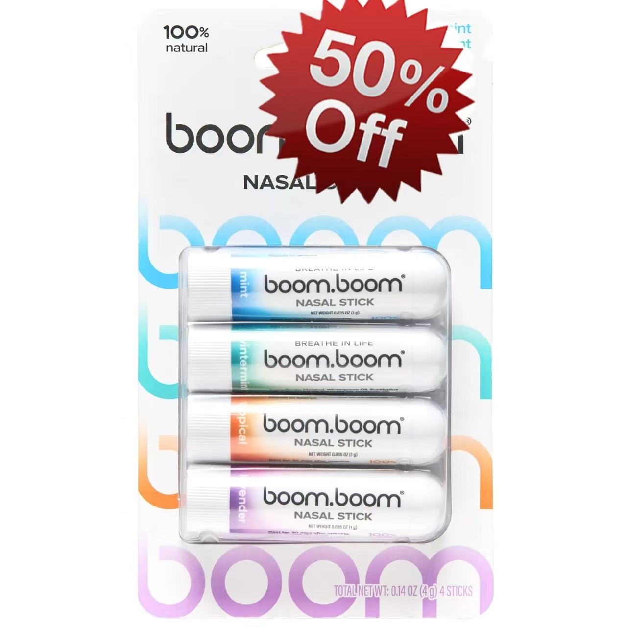BoomBoom Nasal Stick | Vapor Flow Technology | Cool Refreshing Sensation | Natural Mood Boost | Simple Ingredients | Essential Oils + Menthol Inhaler (Spearmint)