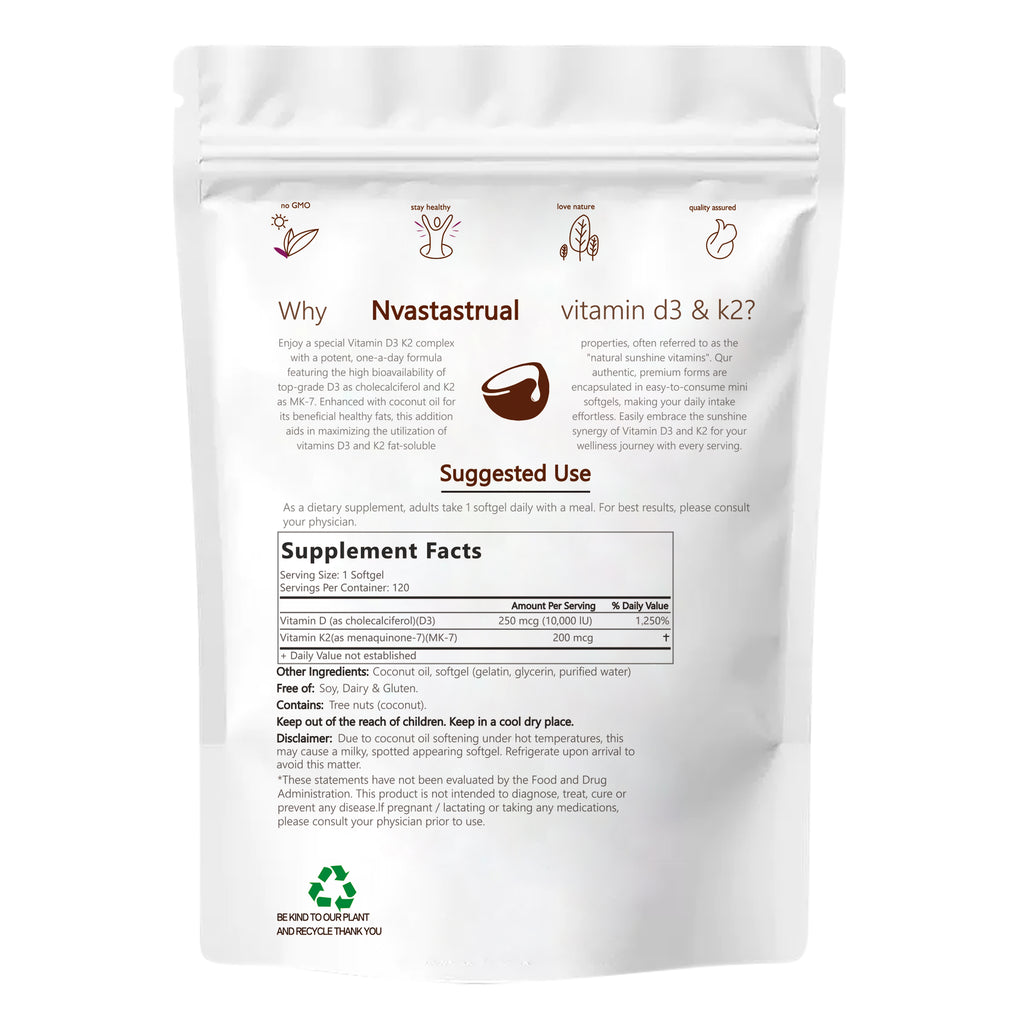 Vitamin D3 K2 Supplement Softgels 