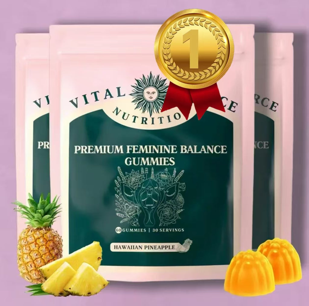 Vital Source Nutrition - Premium Feminine Balance Gummies - for Women's Health &amp; Wellness - Immune Support - Vegan, Gluten-Free &amp; Halal - Hawaiian Pineapple - 60 Gummies - 30 Servings 